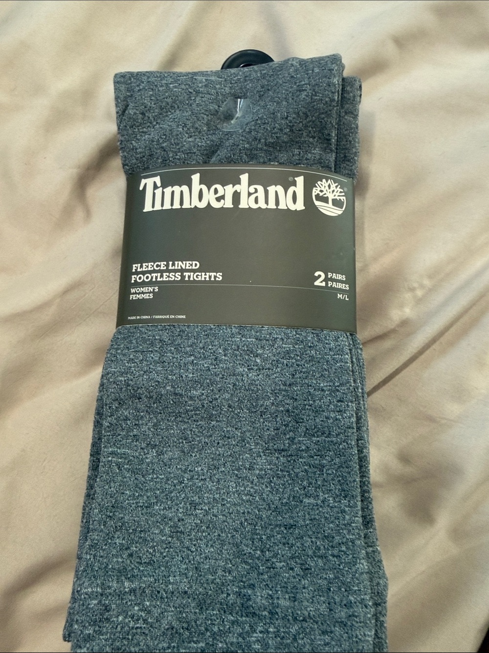 Timberland Gray Fleece-Lined Footless Tights (2 Pairs)